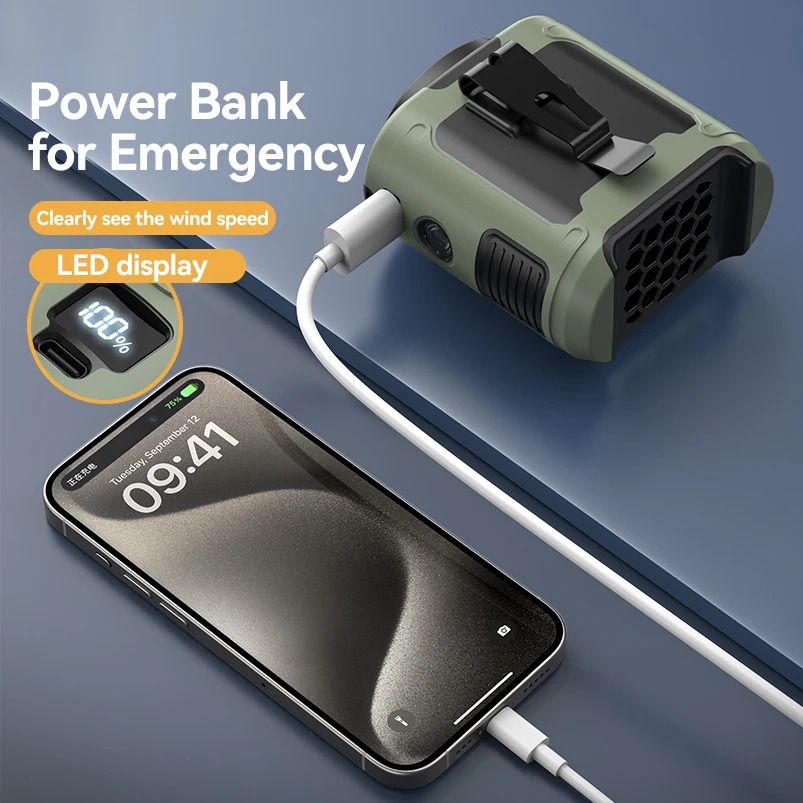 Портативный Шейный Вентилятор 10000 мАч Сильный Ветер Спорт На Открытом Воздухе