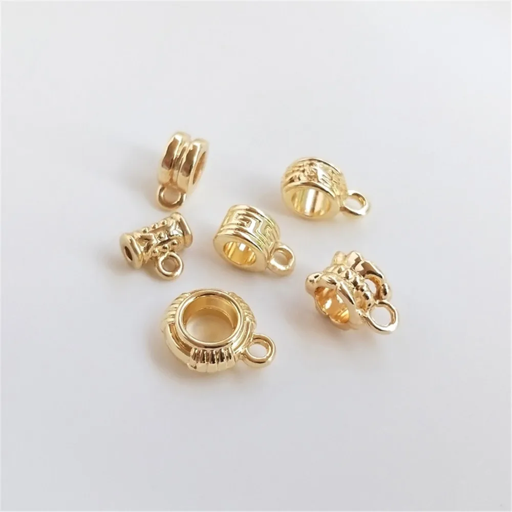 

14K Gold Filled Plated Bracelet beads bucket beads with hanging ring pendant buckle DIY hand string necklace first accessories