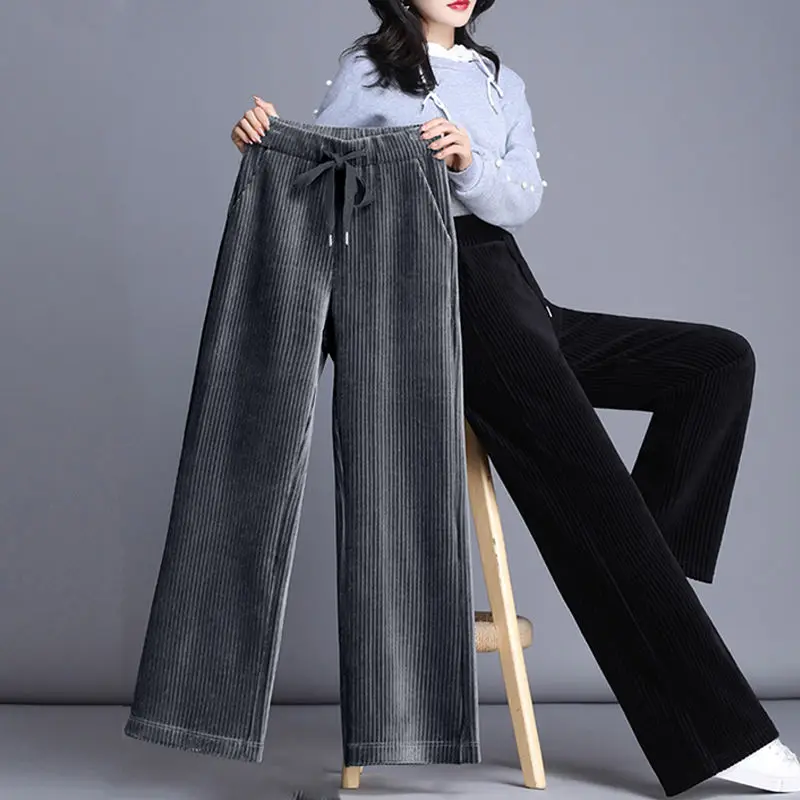 

Fluid Corduroy Women's Wide Boot Pants 2022 Vintage Trousers for Women Casual Loose Baggy Aesthetic Trendeez Long Spring Autumn