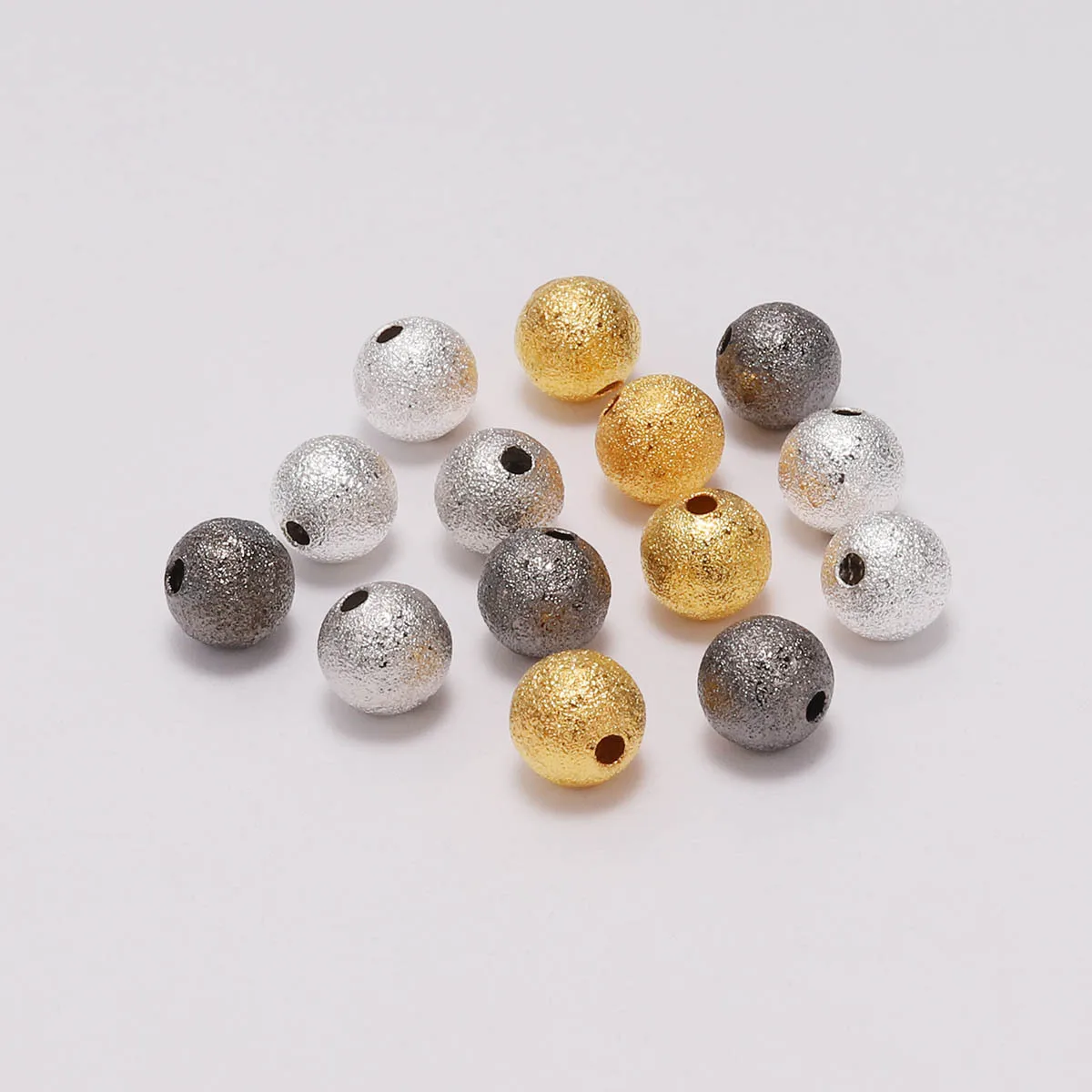 

20-100pcs/lot 4 6 8 10 12mm Gold Round Copper Spacer Beads Frosted Ball End Seed Beads For Necklace Bracelet Jewelry Making