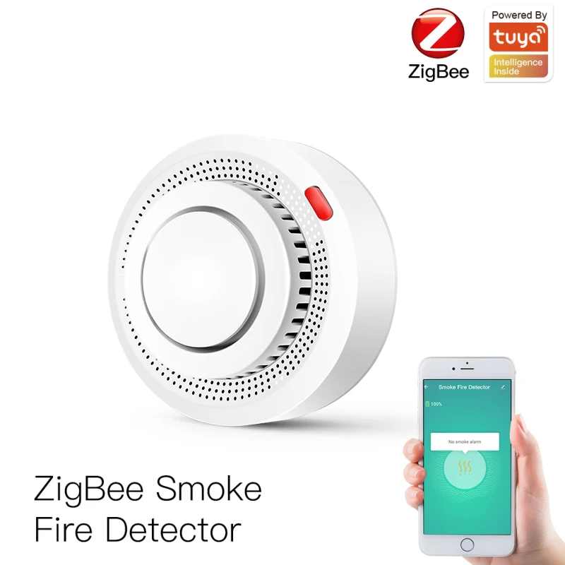 

Tuya Zigbee Smart Life Sound Alarm Fire Voice Alarm Safety Prevention App Push Notifications And Control Wireless Smoke Sensor
