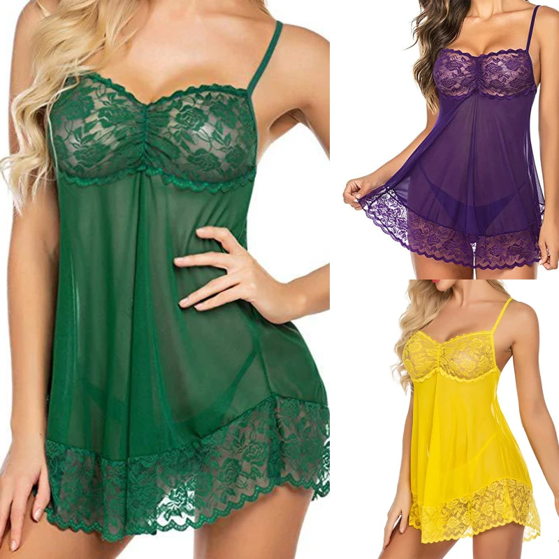 

Women Clothes Sling Mesh Women Sleepwear Sleevless Lace Home Dress Sexy Nightgown Fashion Female Nightdress