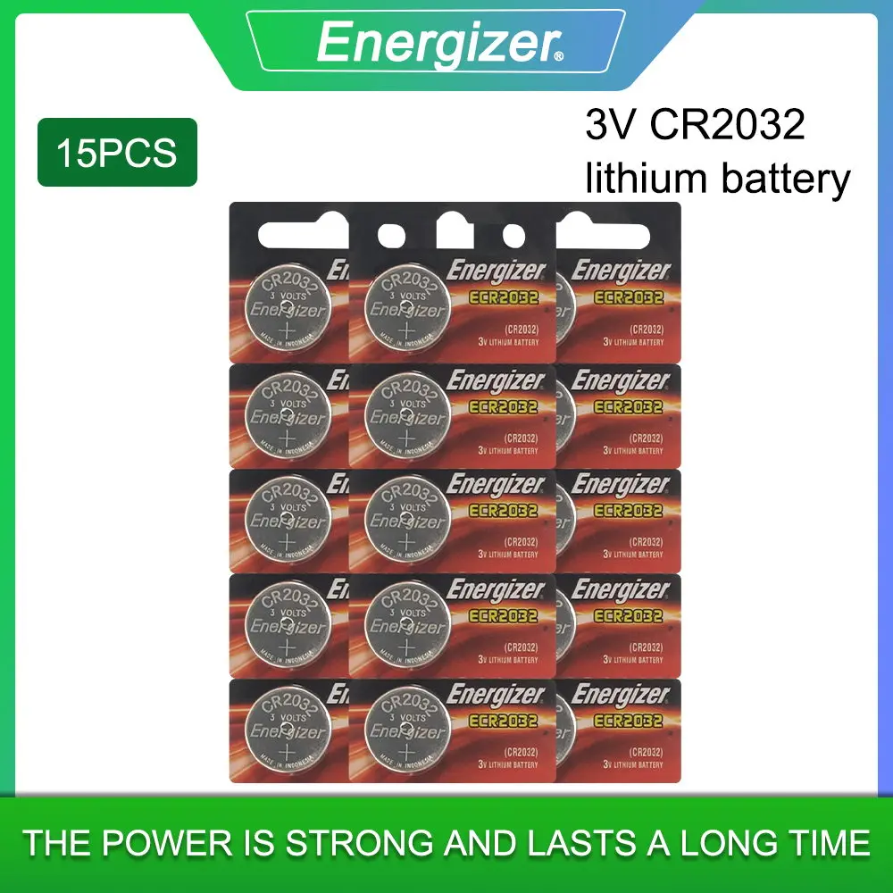 

15PCS Original Energizer CR2032 DL2032 Button Cell Battery 3V Lithium Batteries for Watch Computer Calculator Control DL/CR 2032