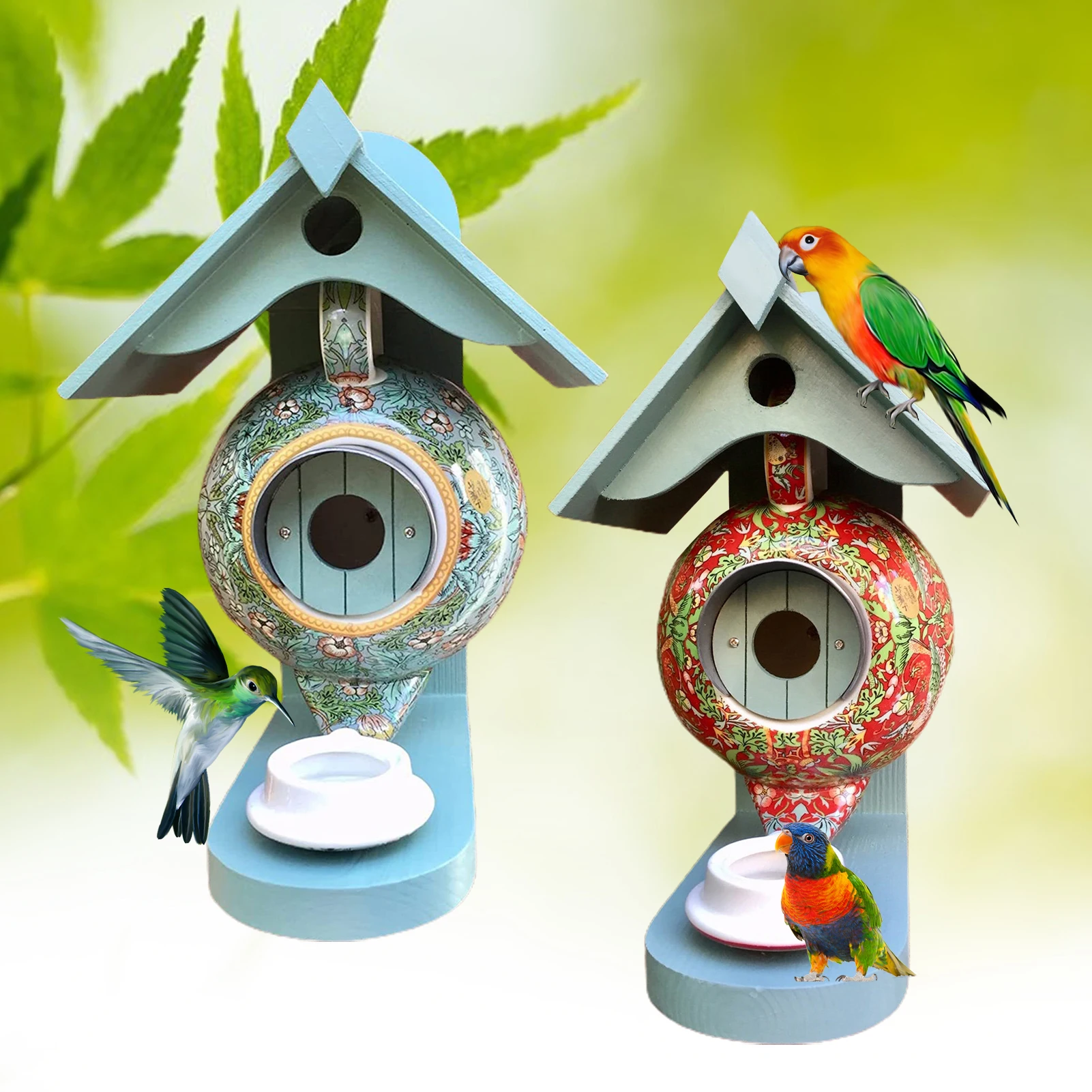 

Teapot Bird House Feeder Birds Nest Box Home Garden Decors Pets Acessories