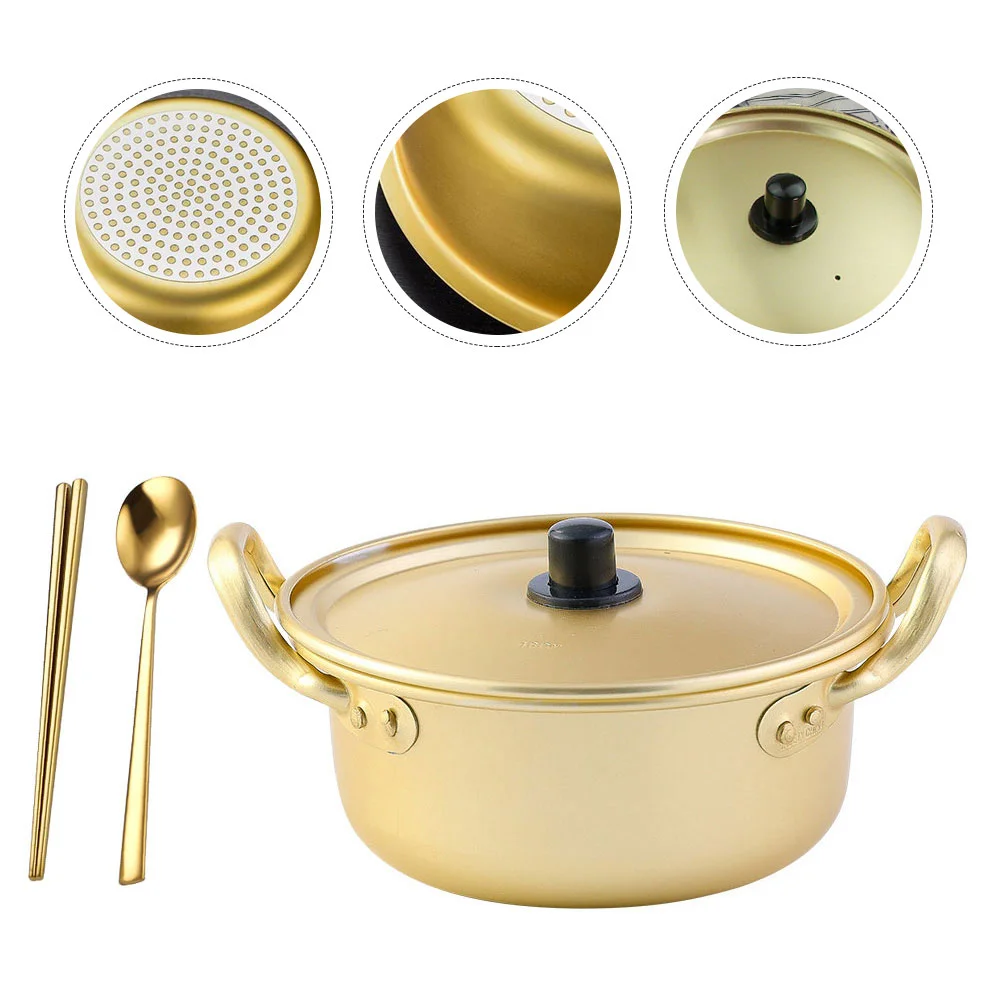 

Pot Korean Ramen Noodle Bowl Cooker Instant Hot Soup Cooking Japanese Aluminumlid Stew Bowls Ramyun Shabu Stock Pan Stockpot