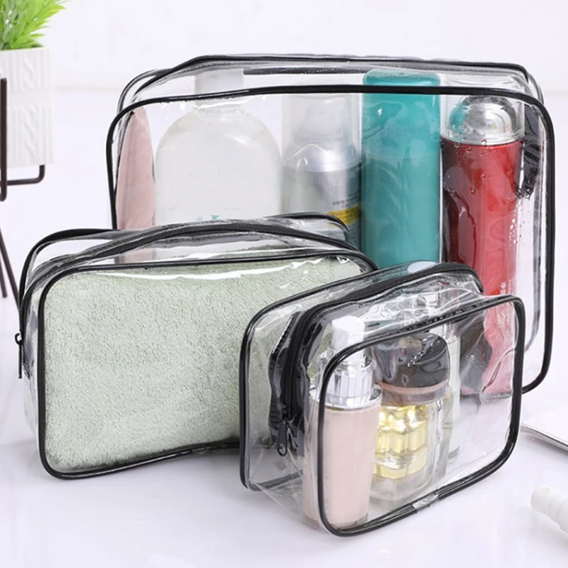 

PVC Makeup Bag Large Capacity Travel Cosmetic Bags Transparent Zipper Makeup Storage Organizer Portable Travel Organizer