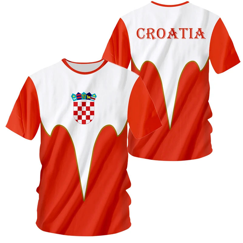 

UWJI Custom T-shirt Men/Women Croatia Football Jerseys Sport Summer Tops Red White Grid 3D Print Futebol Soccer Fitness Tees 6XL