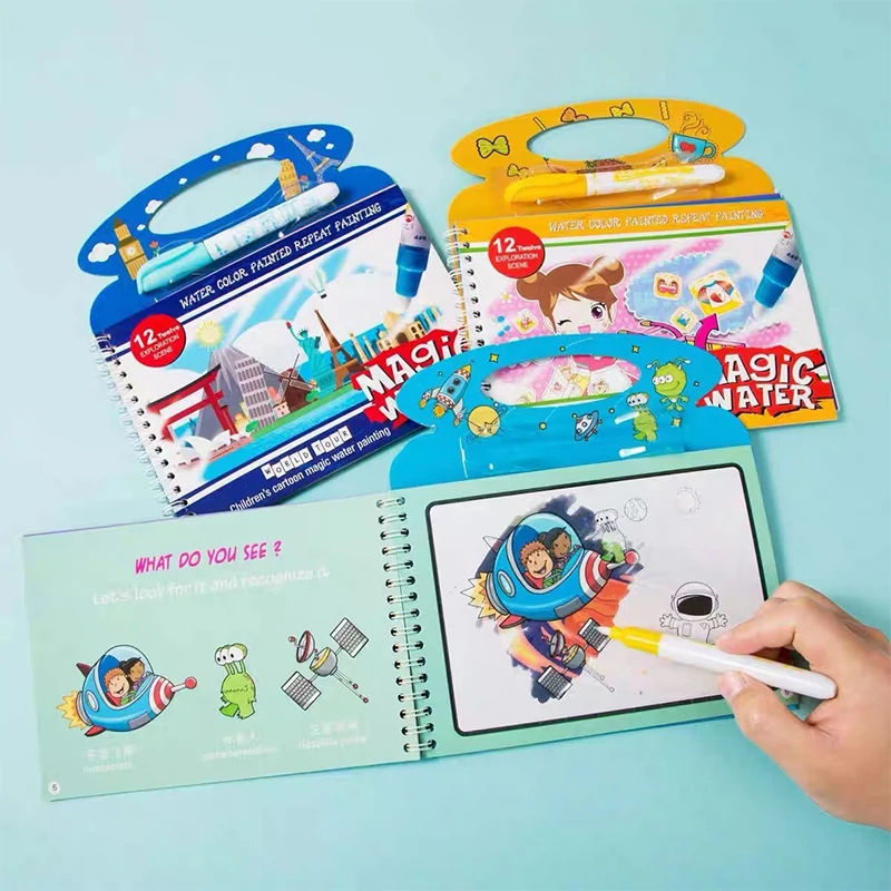 

Инновационные игрушки для мальчиков и девочек, многократные граффити, сенсорные Раннее Обучение, детская ручная книга «сделай сам» с волшебной водой