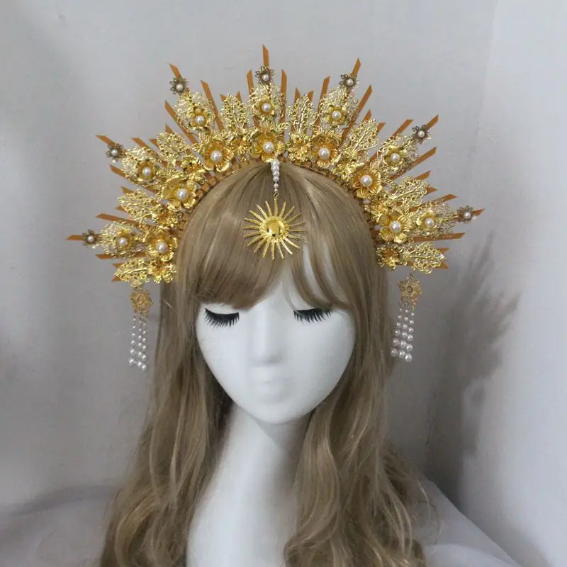 

Тиара в готическом стиле, тиара в стиле "Лолита", повязка на голову в винтажном стиле, богиня солнца, барокко, головной убор на Хэллоуин
