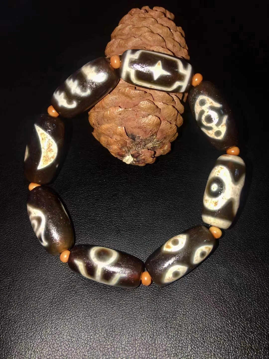 

Rare Patterns Fine Dzi Beads Bracelet 12mm*25mm Old Beads Natural Agate Ji Powerful Amulet Collectible