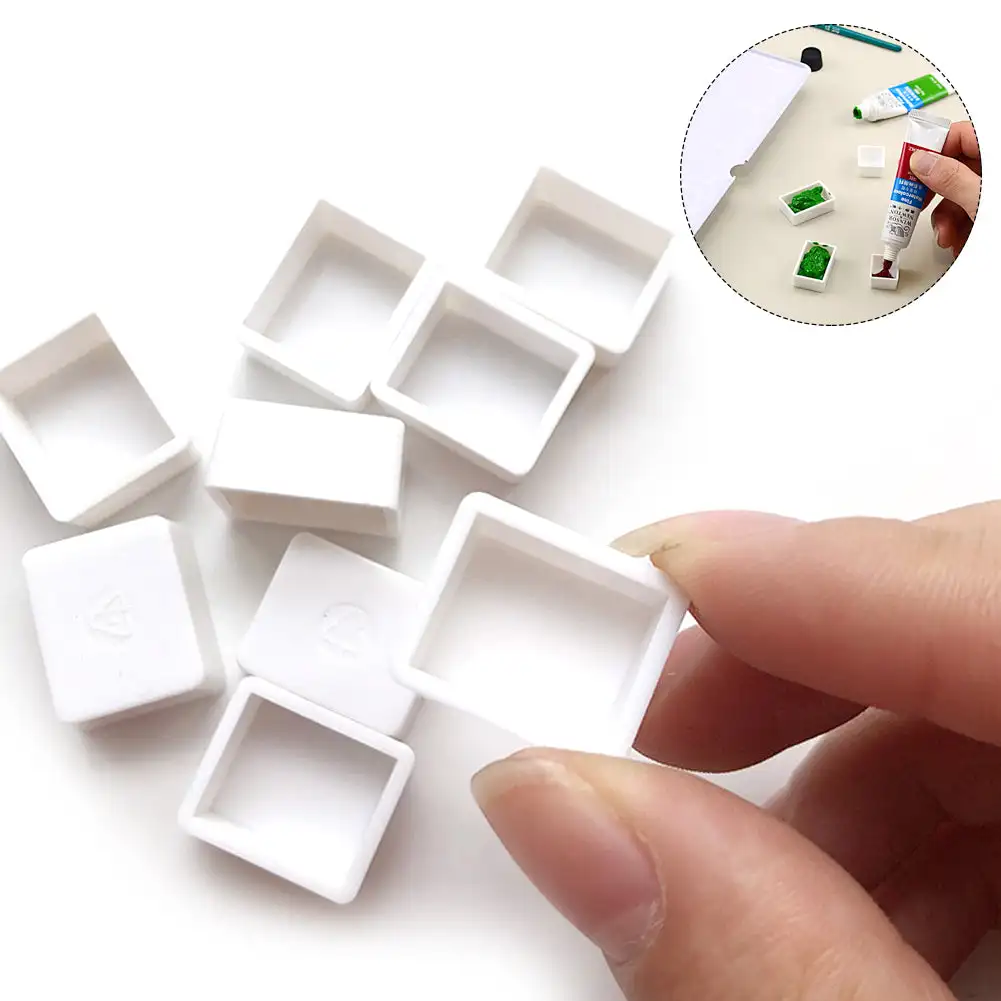 

6/14/24 шт. пустая полная/половина кастрюли белые половина кастрюли краска пластиковая Акварельная краска сетка половина кастрюли художники к...