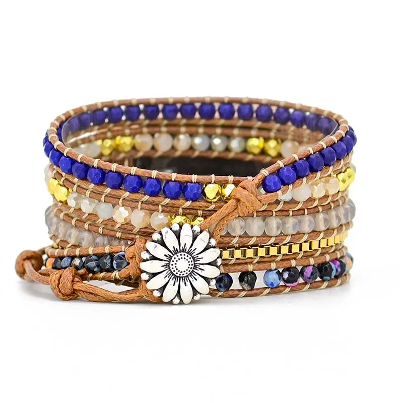 Восковая обертка ремешок для часов Bohe натуральный камень ручной работы вязаный