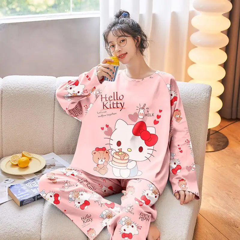 

Kawaii Sanriod аниме хобби Китти My Melody Cinnamoroll весенние тонкие брюки с длинным рукавом Домашняя одежда Повседневная Свободная Пижама