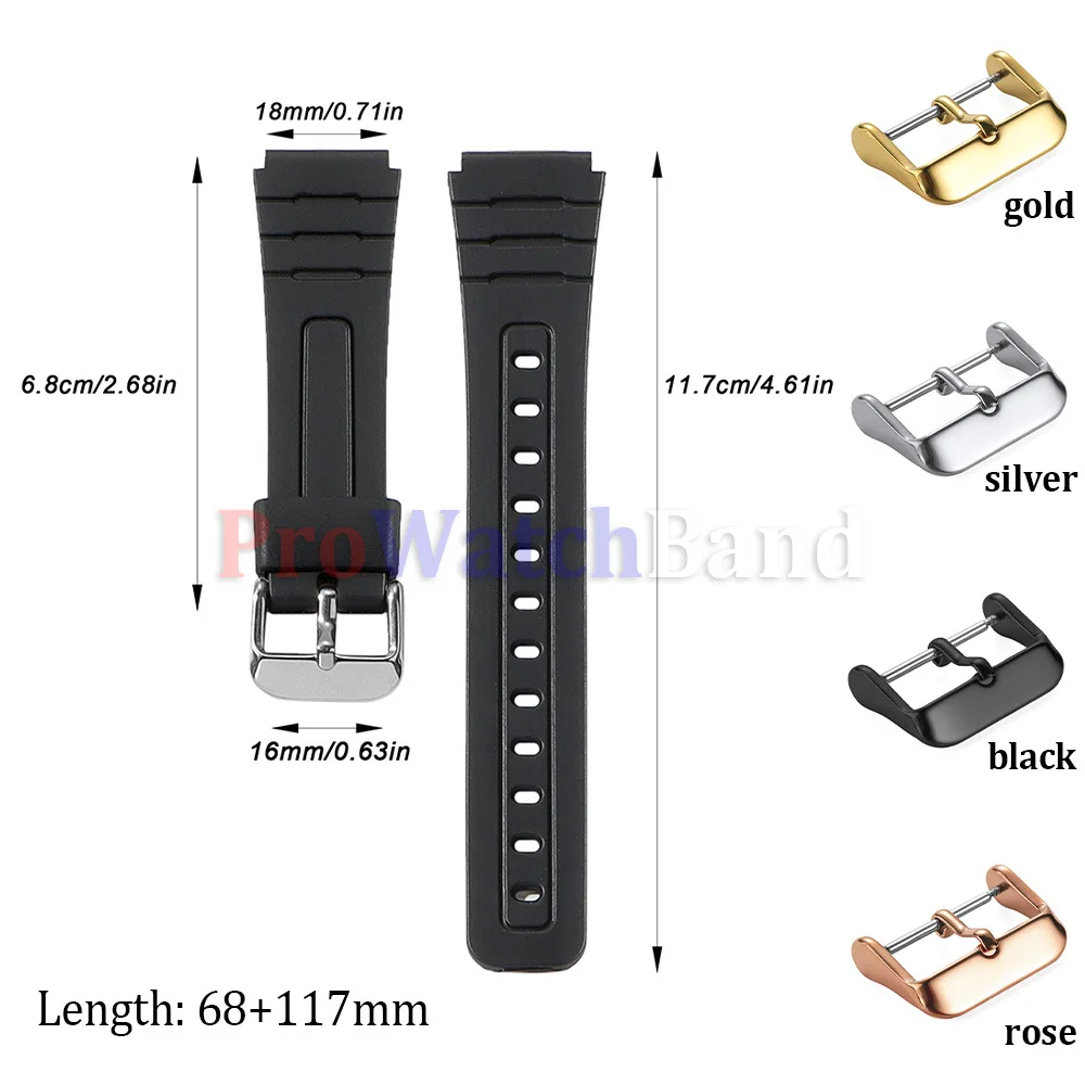 Силиконовые ремешки для часов 18 мм для Casio F91W W800H SGW400 F84 F105108 A158168 AE1200, водонепроницаемые сменные ремешки-браслеты (art.: 3920da705fdb5) - 3920da705fdb5