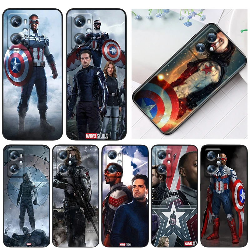 

Marve Falcon Winter Soldier Phone Case Black For OPPO Find X5 X3 F21 Neo Lite A97 A96 A57 A74 A76 A72 A58 A55 A54S A53 A17 A16