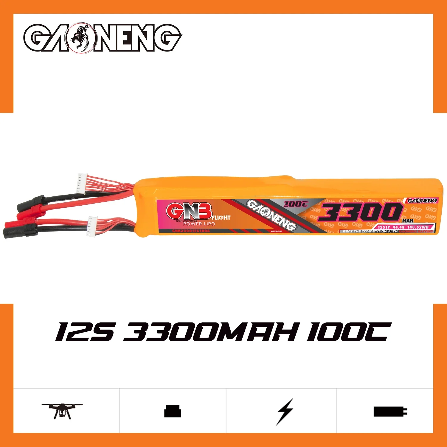 GAONENG GNB 3300 мАч 12S 100C 200C 44 4 в XT150 LiPo аккумулятор 500 до 600 класс Электрический вертолет