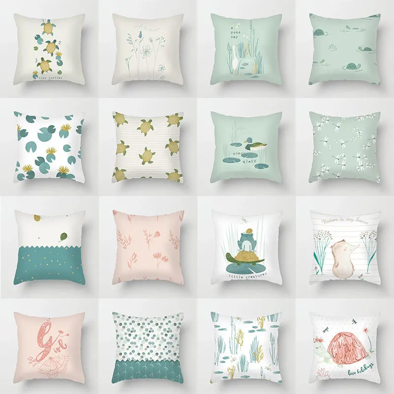 

Cartoon Animal Pillowcase Turtle Single Print Sofa Cover Cute Bird Decorative Cushion Cover for Kids Bedroom