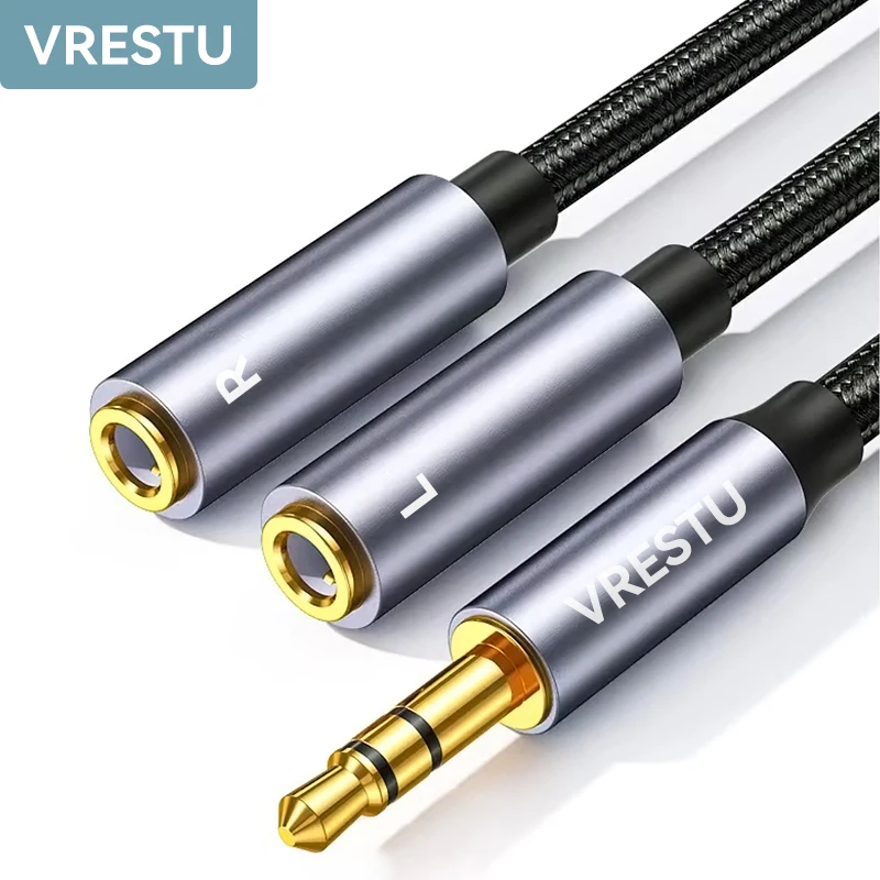 3.5mm Male to Female Y Splitter Audio Line Left Right Dual C