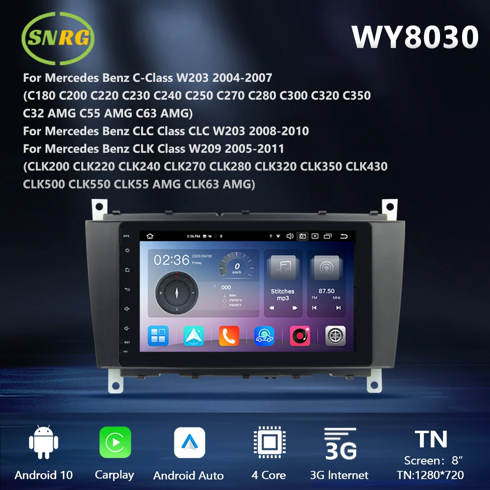 

SNRG Автомагнитола для Mercedes Benz C W203 CLC CL203 CLK W209 Carplay Авто DSP звук GSP навигационный плеер Android экран стерео