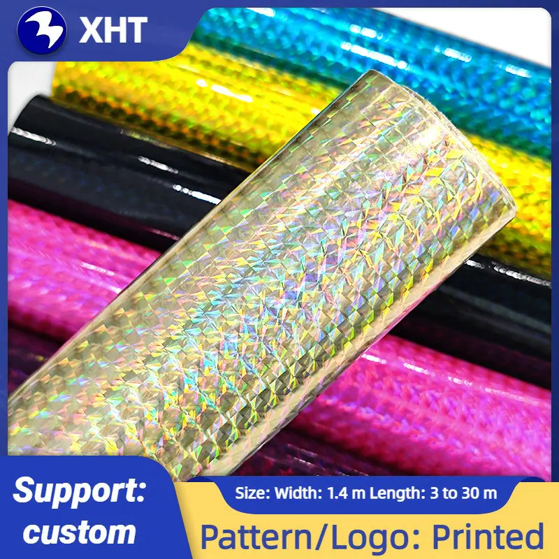 Голографический глянцевый материал из искусственной кожи, 30x135 см