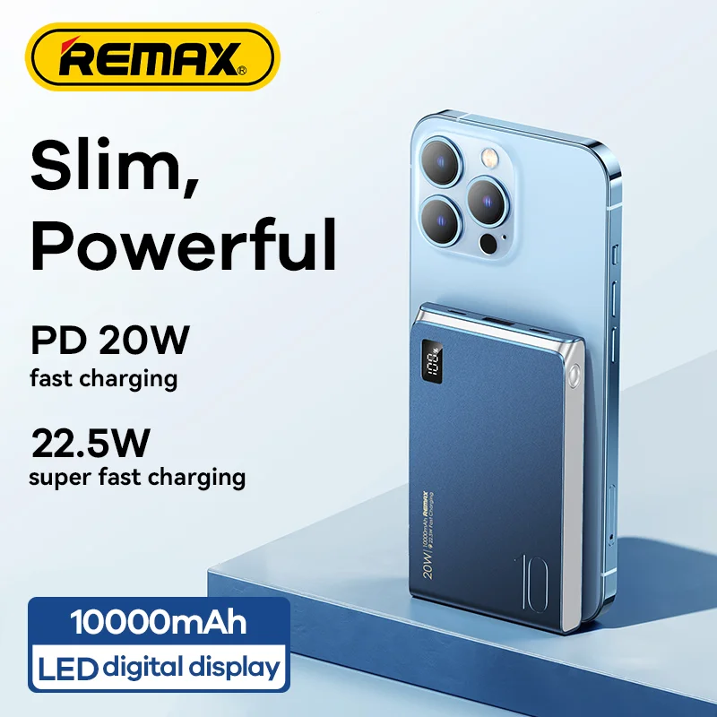 

Remax QC 22.5W Power Bank 10000mAh PD 20W QC Fast Charging Powerbank External Battery Pack For Huawei Iphone Xiaomi