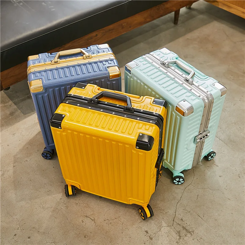 18-Inch Luxury Aluminum Frame Boarding Luggage Luggage Fashion Good-Looking Password Lock Universal Wheel Suitcase