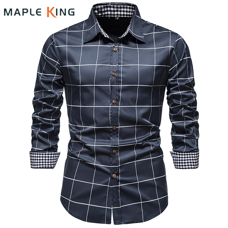 

Классическая рубашка в клетку для мужчин, роскошные дизайнерские брендовые винтажные деловые мужские рубашки, рабочая одежда