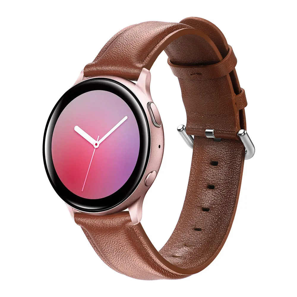 20mm Genuine Leather Strap for Samsung Galaxy watch 4/classic/5/5 pro/Active 2 40mm 44mm Bracelet Wristband For Amazfit GTS 3 4