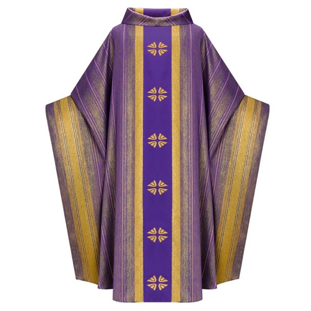 

Men Vestments Printed Chasuble and Stole Christian Priest Robe Long Cassocks for Clergy Men Priest Costume Pullover Prayer Robe