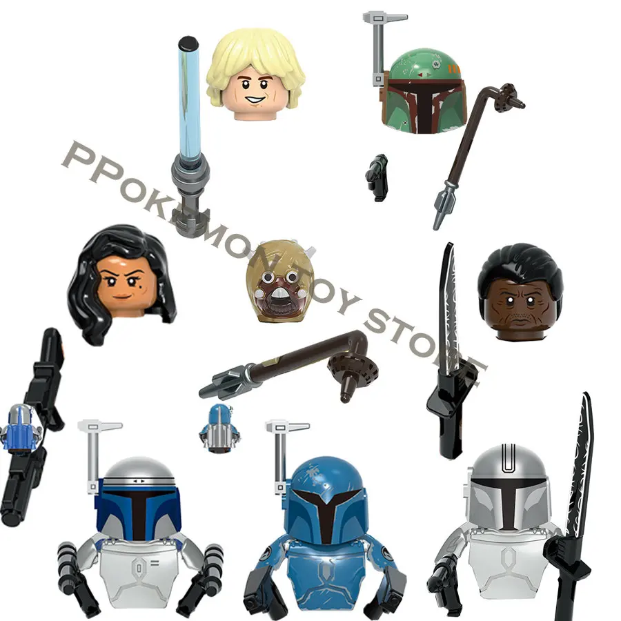 

Disney Boba Fett Tusken Raider Luke Skywalker Din Djarin Jango Fett Koska Reeves Moff Gideon Cara Dune Mandalorian Blocks Toys