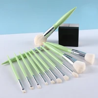 12 pcs green makeup brushes set eye face cosmetic foundation powder blush eyeshadow kabuki blending make up brush beauty tool