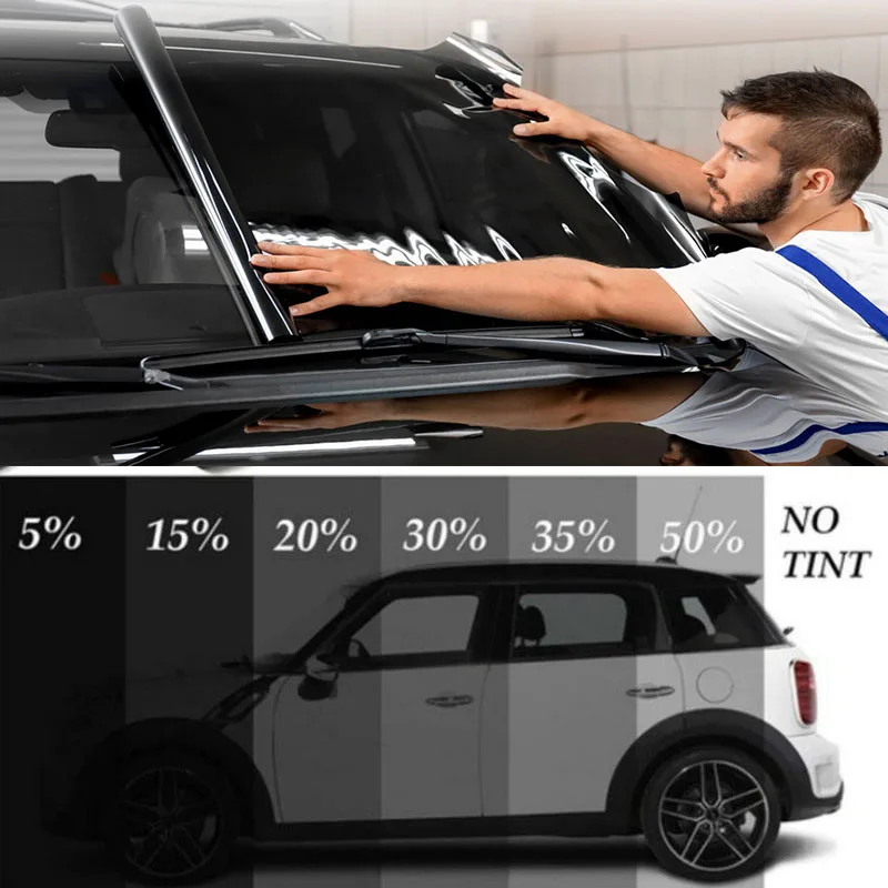 

6M x50CM VLT Black Car Window Foils Tinting Film Roll with Tube Package Auto Home Window Glass Solar UV Protector Sticker Films