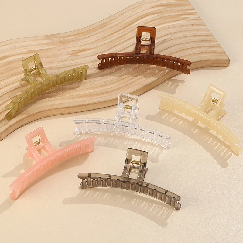 

Transparent Solid Color Hair Claw Women Simple Sweet Fairy Hair Clips Acrylic Clear Plastic Hair Accessories Resin Shark Clip