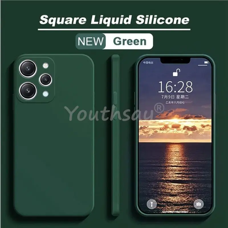 For Xiaomi Redmi 12 Case Silicone Liquid For Redmi 12 Cover Plain Rubber TPU Protector Phone Case Redmi 12 Cover