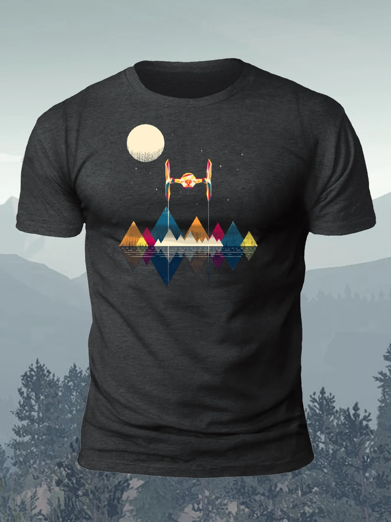 

Мужская хлопковая футболка с коротким рукавом и принтом самолета