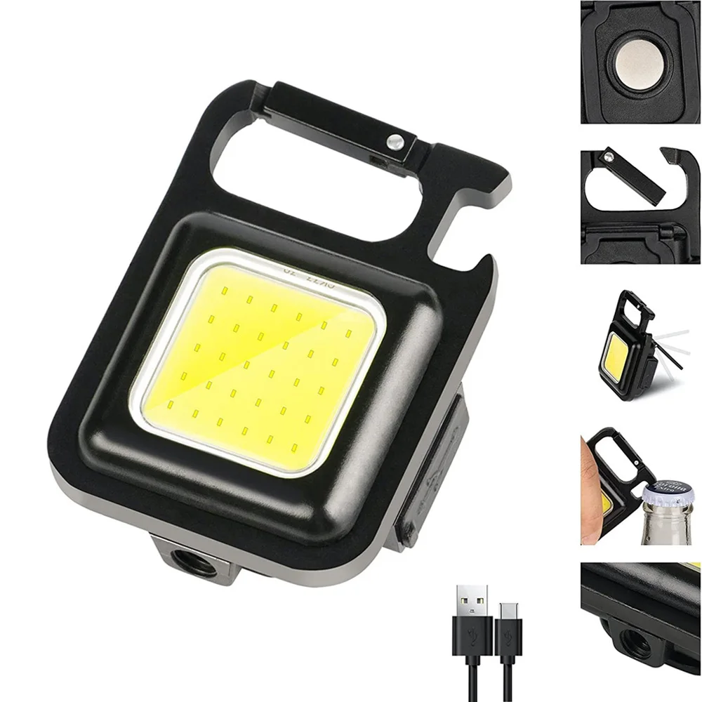 

Mini LED Flashlight Work Light USB Rechargeable Portable Pocket Flashlight Keychains for Outdoor Camping Small Light Corkscre