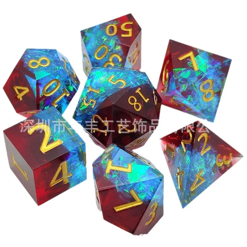 Трансграничные поставки смолы красные и синие острые игральные костиDNDDungeons and