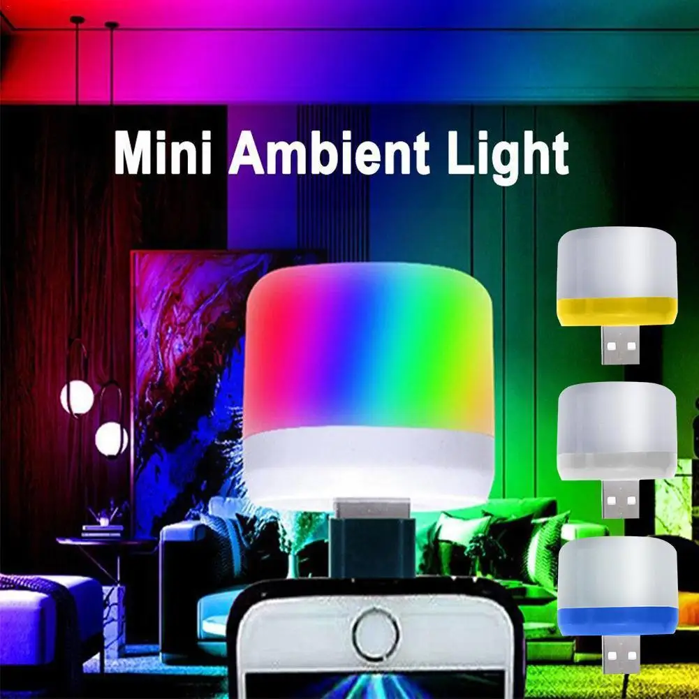 

USB Plug Decor Lamp Eye Protection LED Night Light Bedroom Round Book Gifts Bulbs Small Decoration Lamp Charging Christmas E0N4