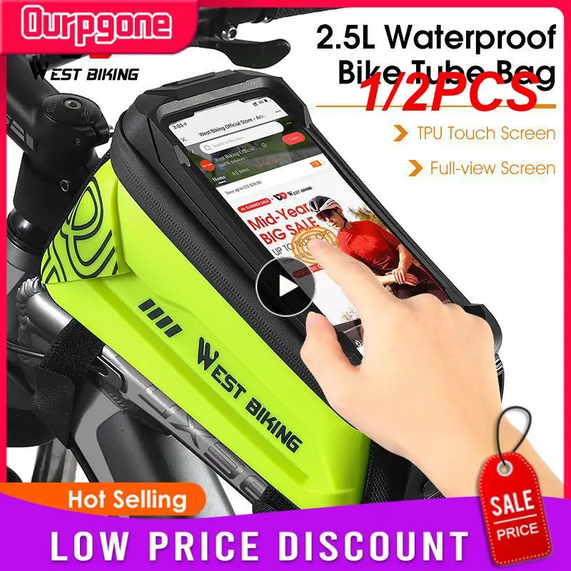 

1/2PCS BIKING Hard Shell TPU Bag Touchscreen 6-7.4" Phone Stand Waterproof Front Beam Bag MTB Road Bike Cycling