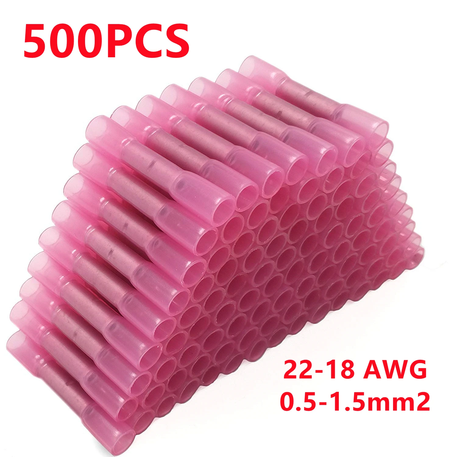 

500/300/100pcs BHT1.25 Red Heat Shrink Butt Wire Connectors 22-18 AWG Insulated Waterproof Crimp Terminals