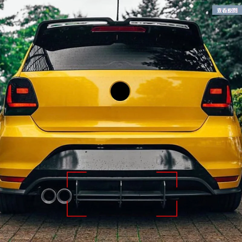 Фото Матовый черный задний диффузор-сплиттер из ABS для VW Polo GTI Mk5 2011-2018, спойлер на задний бампер, аксессуар для тюнинга №1