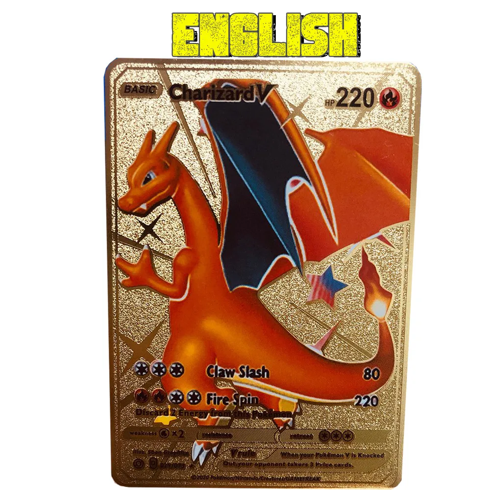 

Новая цветная струйная металлическая карточка с покемоном, чармандер, Бульбазавр, Сквиртл, Золотая карта Gx, коллекционный подарок, Покемон, ...