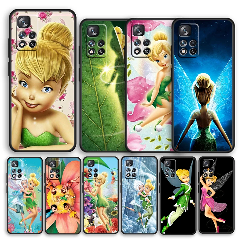 

Disney Tinkerbell princess For Xiaomi Redmi Note 11 11T 10 9 8 7 6 5 4 Pro 5G 4G Silicone Soft Shockproof Black Phone Case Funda