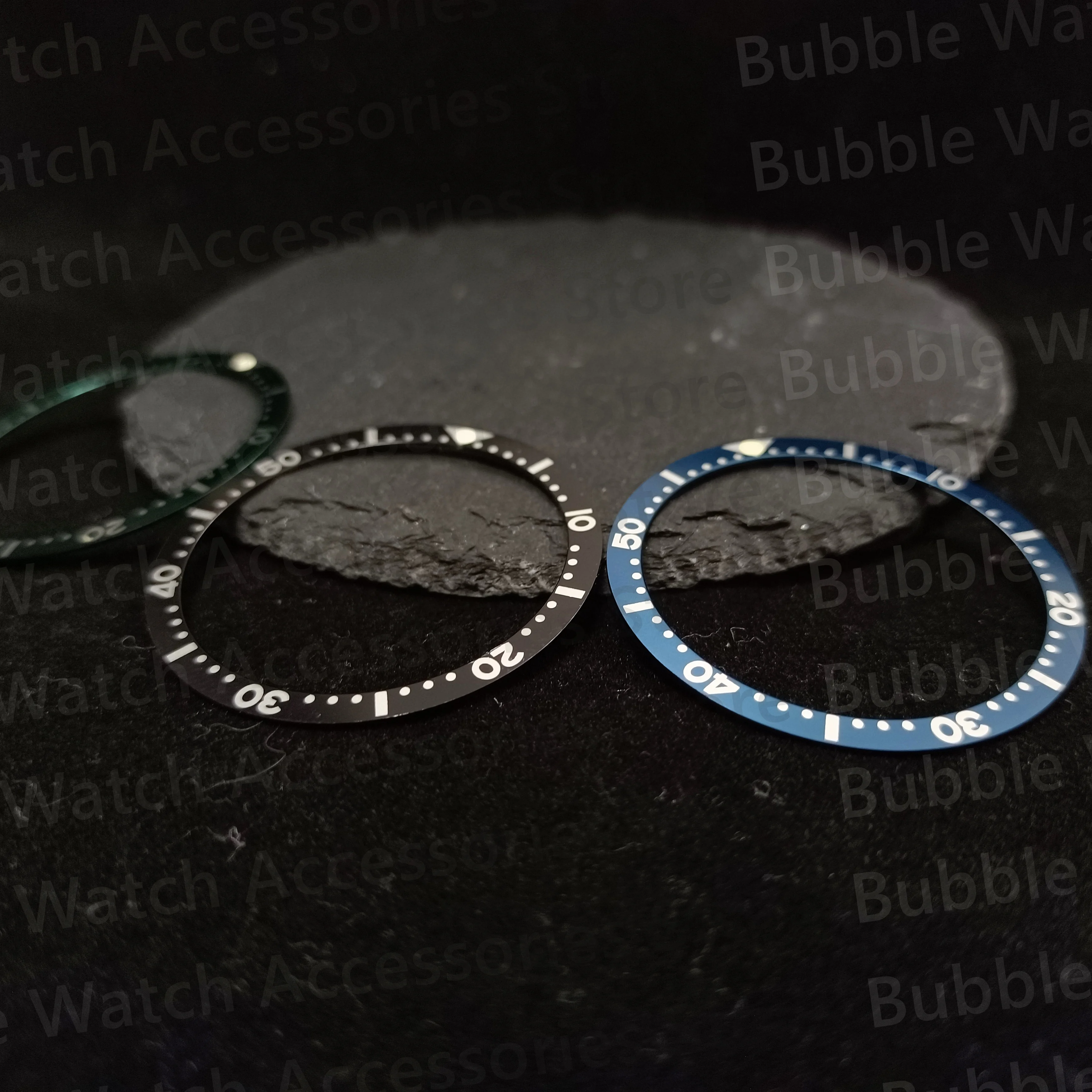 Modified Green Luminous 38mm Black Blue Green Flat Aluminum Bezel Insert Fit For SKX Turtle 6105 NH35 NH36 Movement Diving Watch