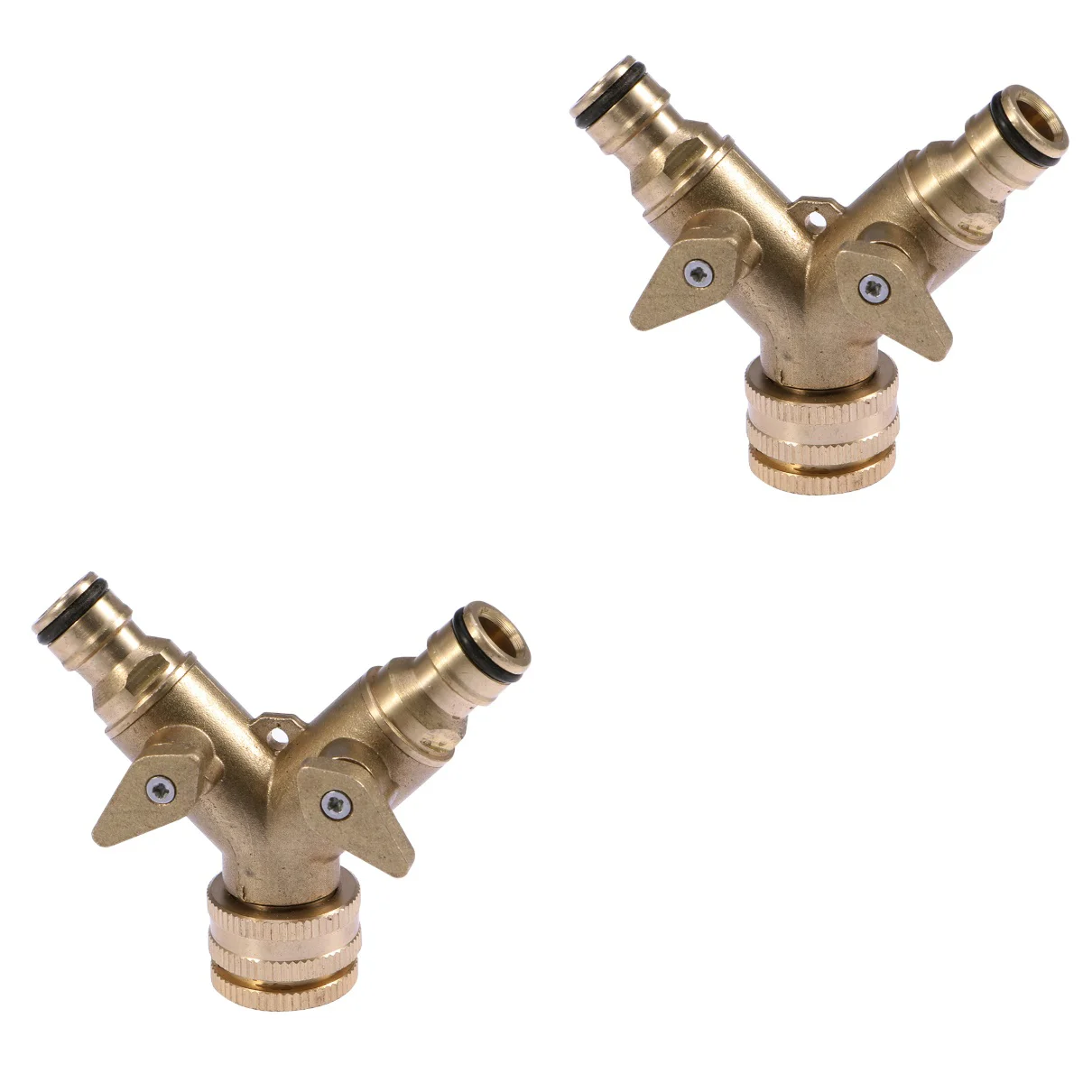

2pcs 2 Way Double Garden Tap Connector Adaptor Brass