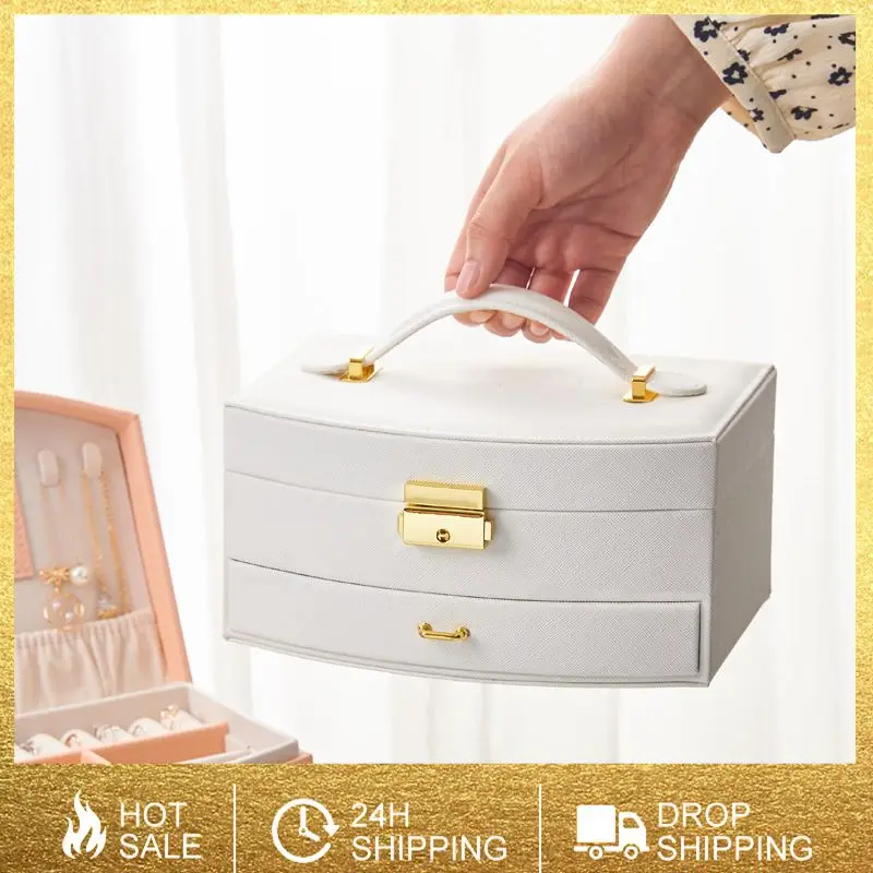 

Hanging Jewelry Box Women's Jewelry Storage Case Multi-function Drawer Creative Earrings Large Box High Quality