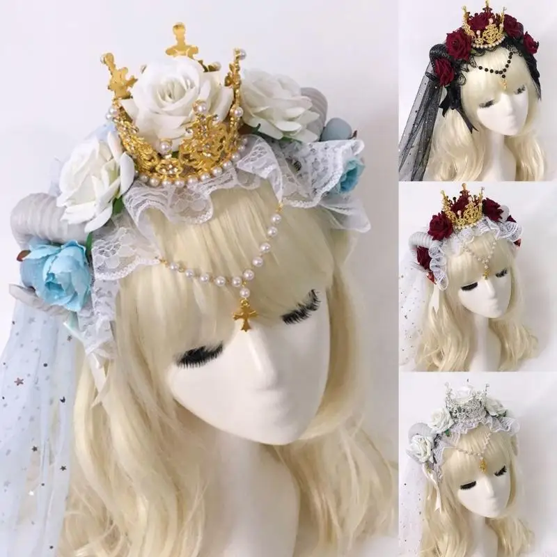 97QE Sheep Horn Gothic Headdsd