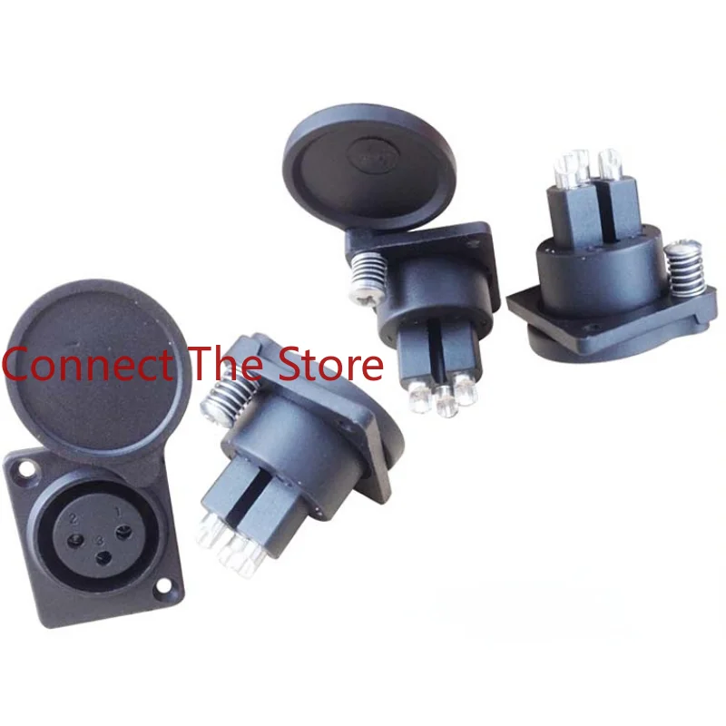 

7PCS Supply Microphone Socket Female Plug Waterproof 3P Seat Black With Cover