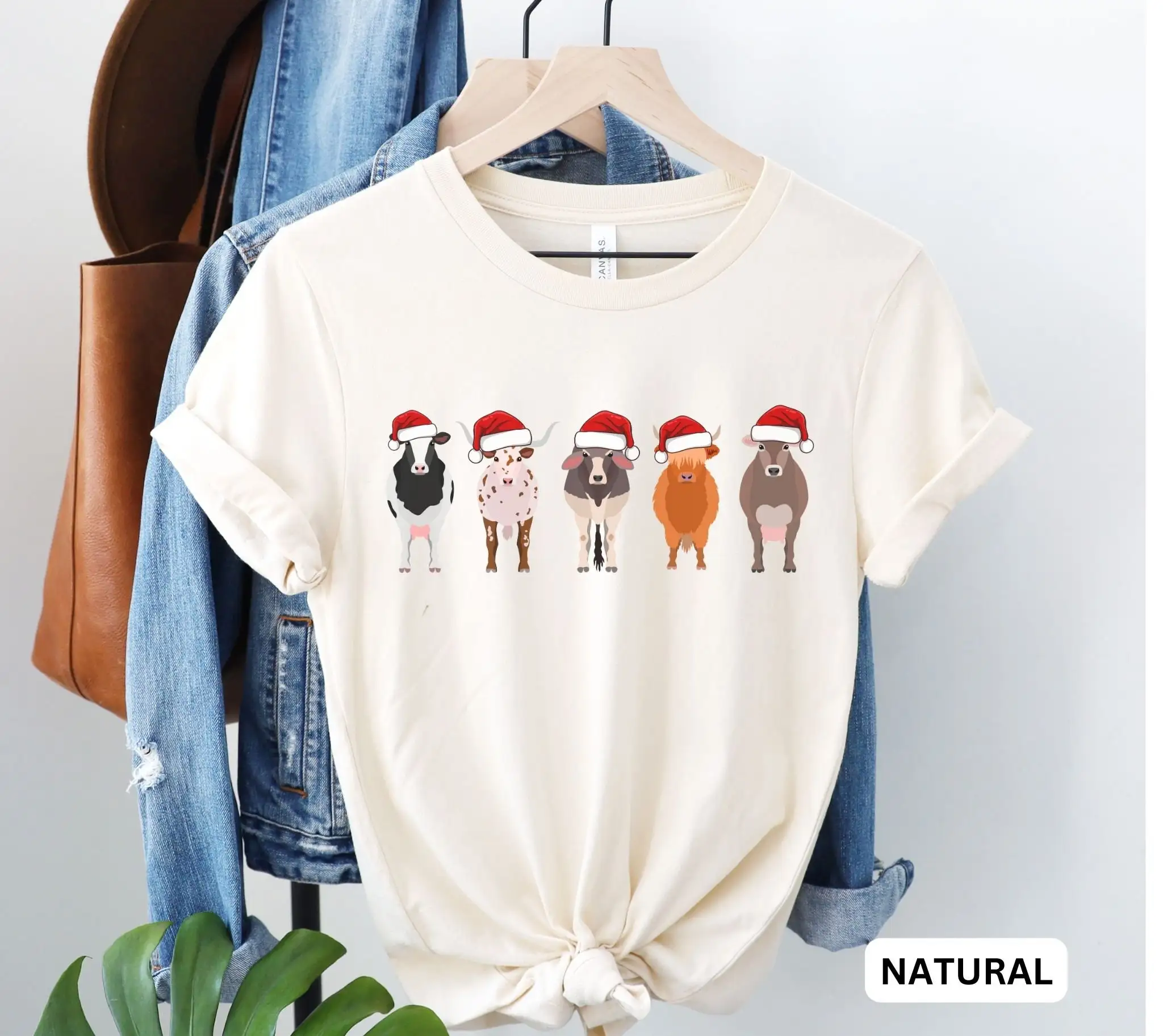 Фермерская рождественская футболка Корова с коровой Любитель фермера