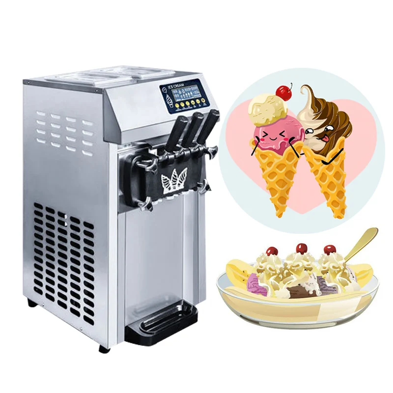 

ACE HEART Soft Ice Cream Maker 20L/H Commercial Sorbet Coolers Desktop Sweet Cone Freezing Equipment Vending Machine 110V 220V